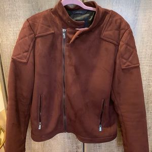 ZARA Man burgundy suede jacket Sz XL